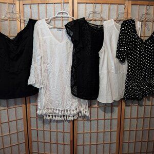 LOT OF 5/$20 WOMENS TOPS SHIRTS BLOUSES BOHO ALMOST FAMOUS WORLD MARKET~SIZE L
